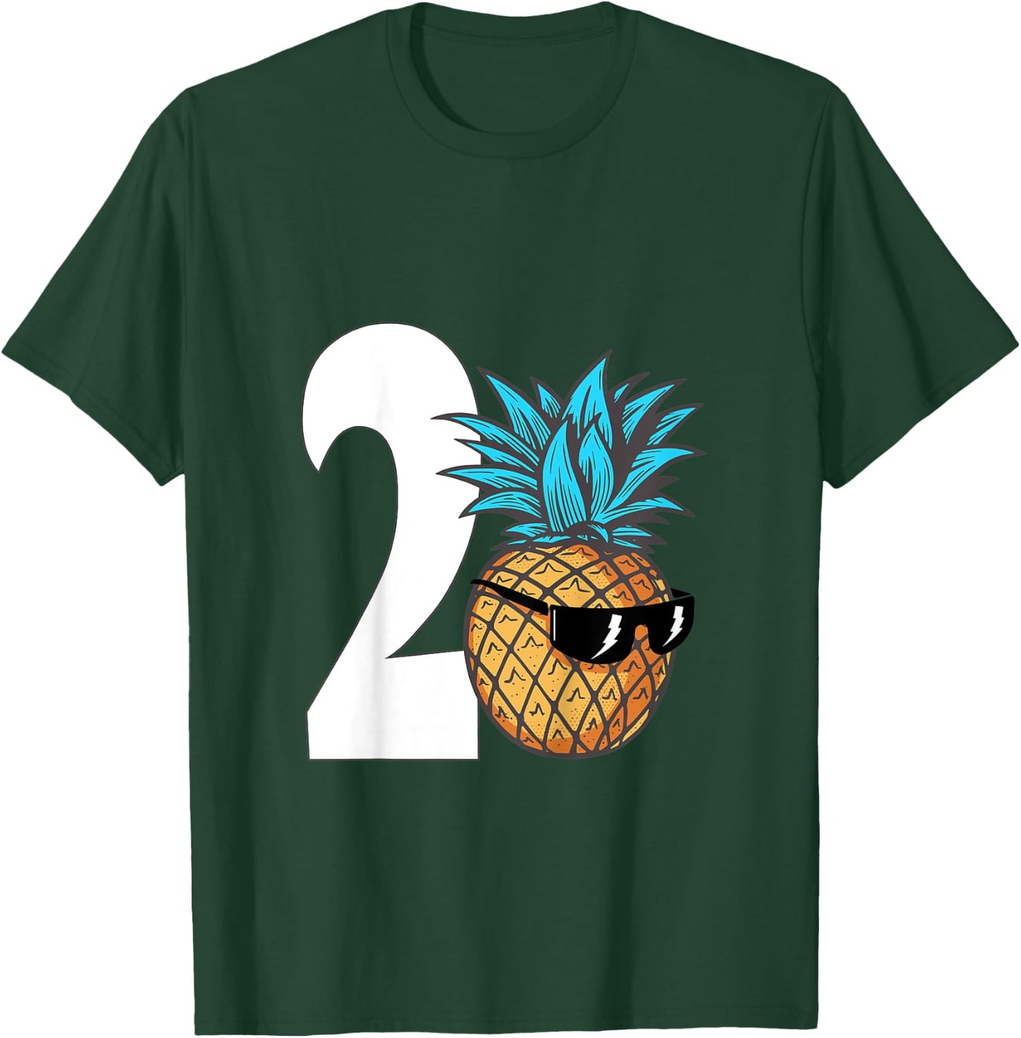 Kids Two Year Old Birthday Boy Cool Pineapple 2nd Birthday Party T-Shirt - T-Shirt | Forest