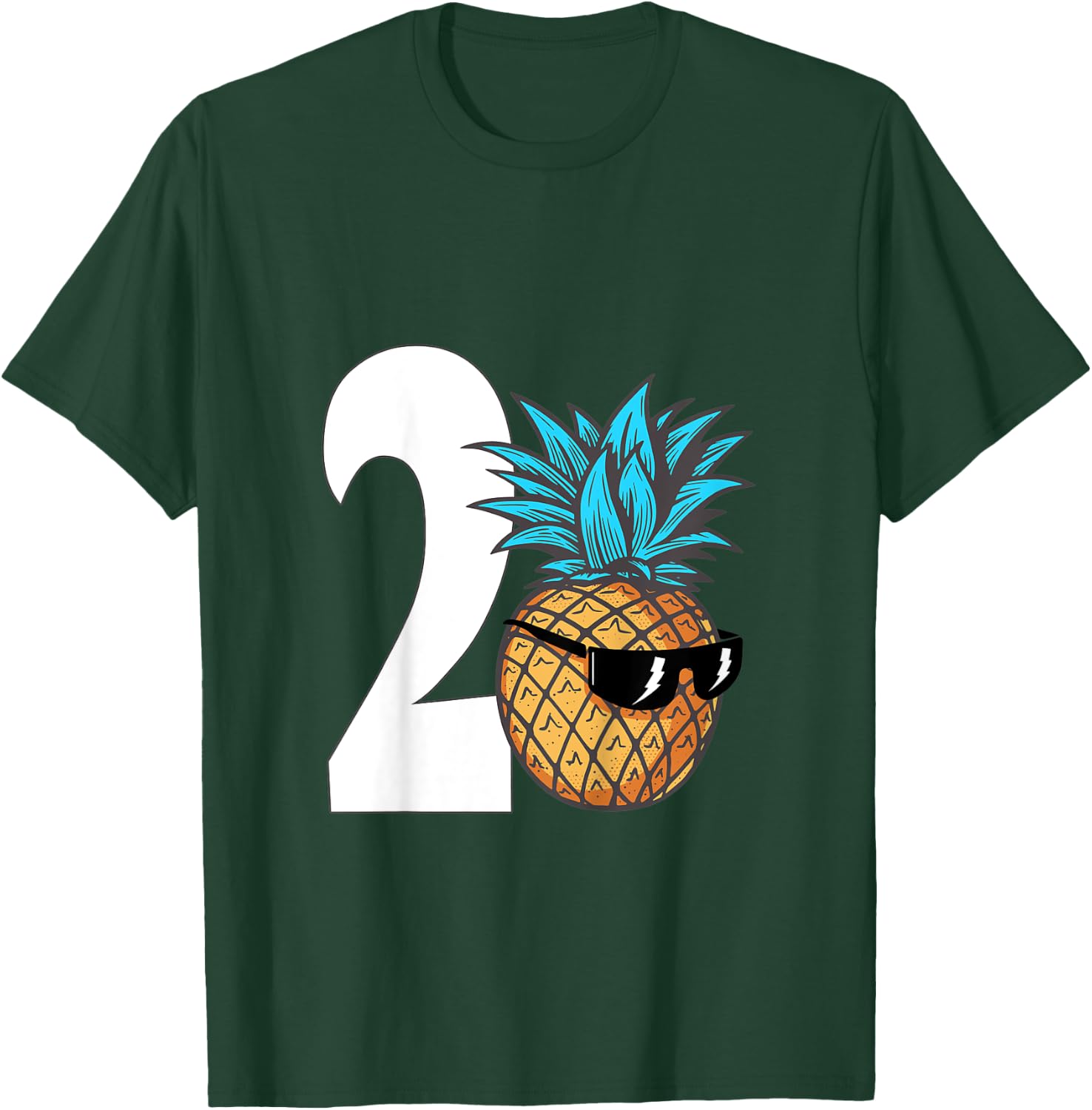 Kids Two Year Old Birthday Boy Cool Pineapple 2nd Birthday Party T-Shirt - T-Shirt | Forest