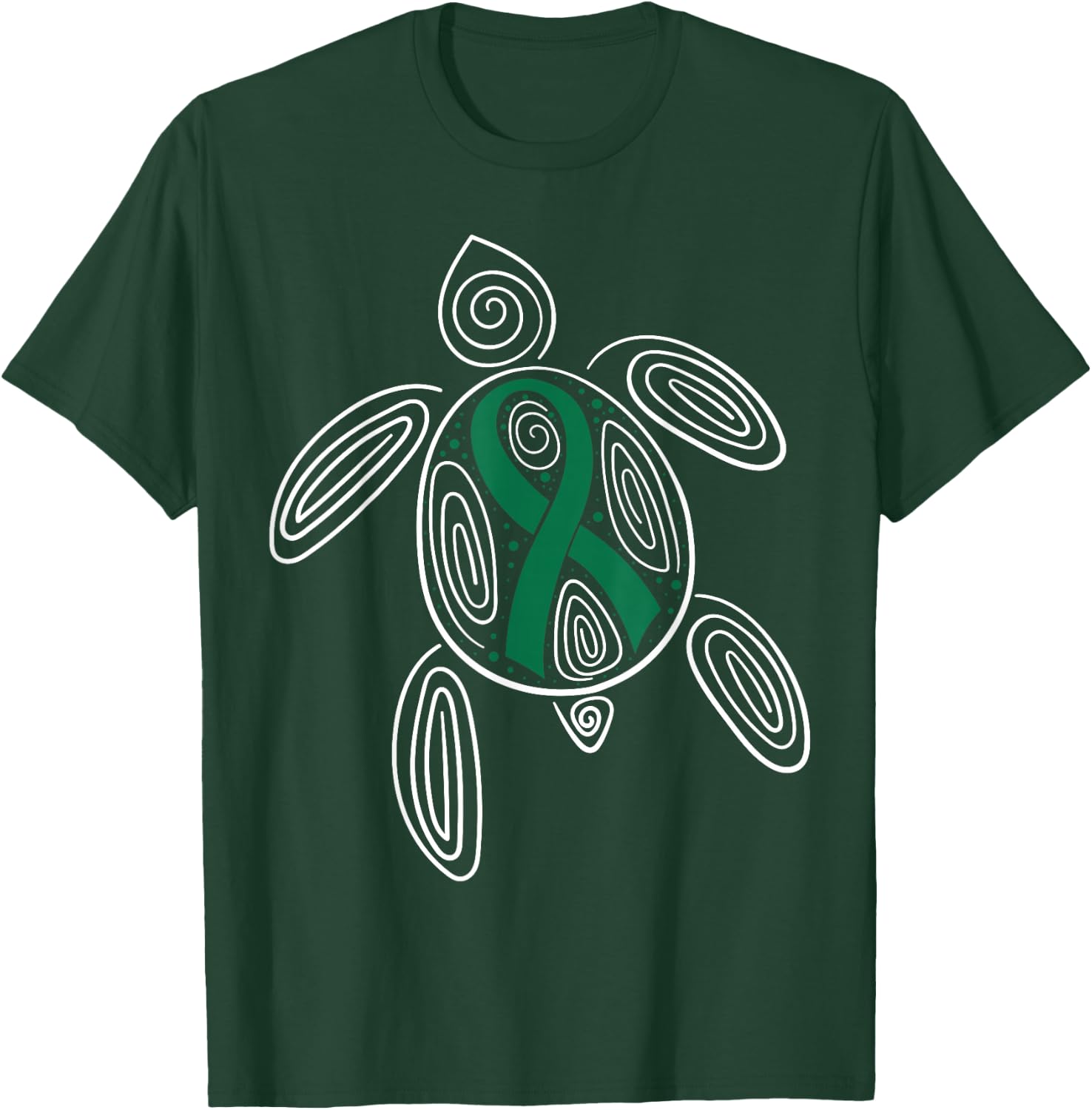 Liver Cancer Awareness Primary Hepatic Green Ribbon Jaundice T-Shirt - T-Shirt | Forest