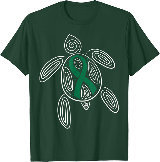 Liver Cancer Awareness Primary Hepatic Green Ribbon Jaundice T-Shirt - T-Shirt | Forest