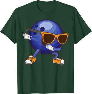 Funny Dabbing Bowling Gift Bowler Dancer Kids Boys Girls T-Shirt - T-Shirt | Forest