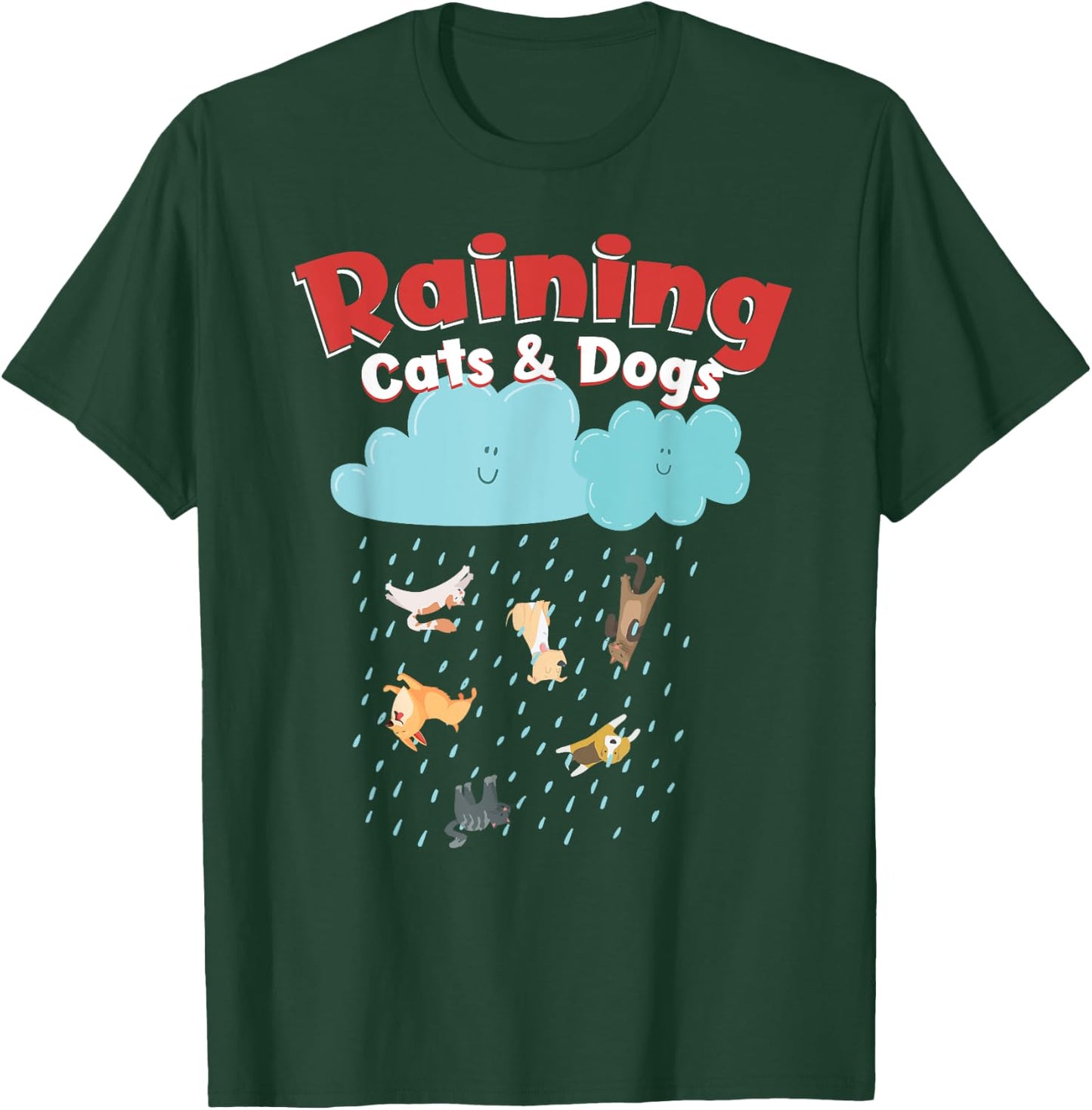 Raining Cats And Dogs Rainy Canine Feline Pet Halloween Cute T-Shirt - T-Shirt | Forest