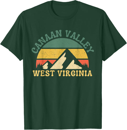 Canaan Valley West Virginia Mountain Retro Sunset Vintage T-Shirt - T-Shirt | Forest