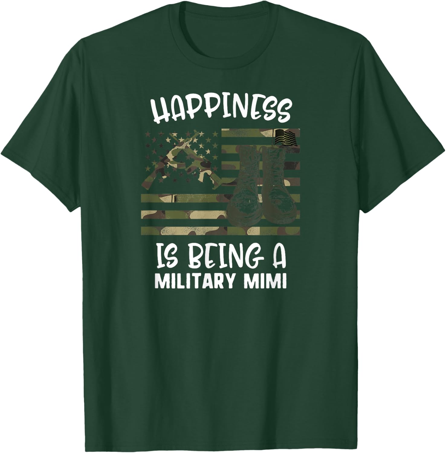 Mother's Day Happiness Is Being A Soldier Mimi Military Flag T-Shirt - T-Shirt | Forest