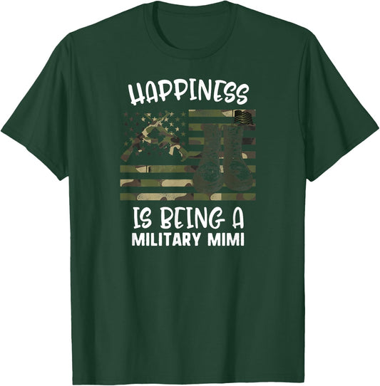 Mother's Day Happiness Is Being A Soldier Mimi Military Flag T-Shirt - T-Shirt | Forest