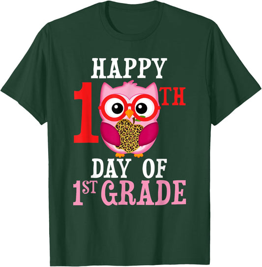 Happy 100th Day Of First Grade Owl Cute Teacher Student Girl T-Shirt - T-Shirt | Forest