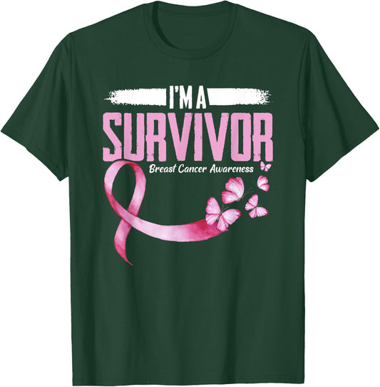 Im A Survivor Breast Cancer Awareness T-Shirt - T-Shirt | Forest