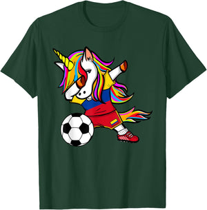 Dabbing Unicorn Colombia Soccer Jersey - Colombian Football T-Shirt - T-Shirt | Forest