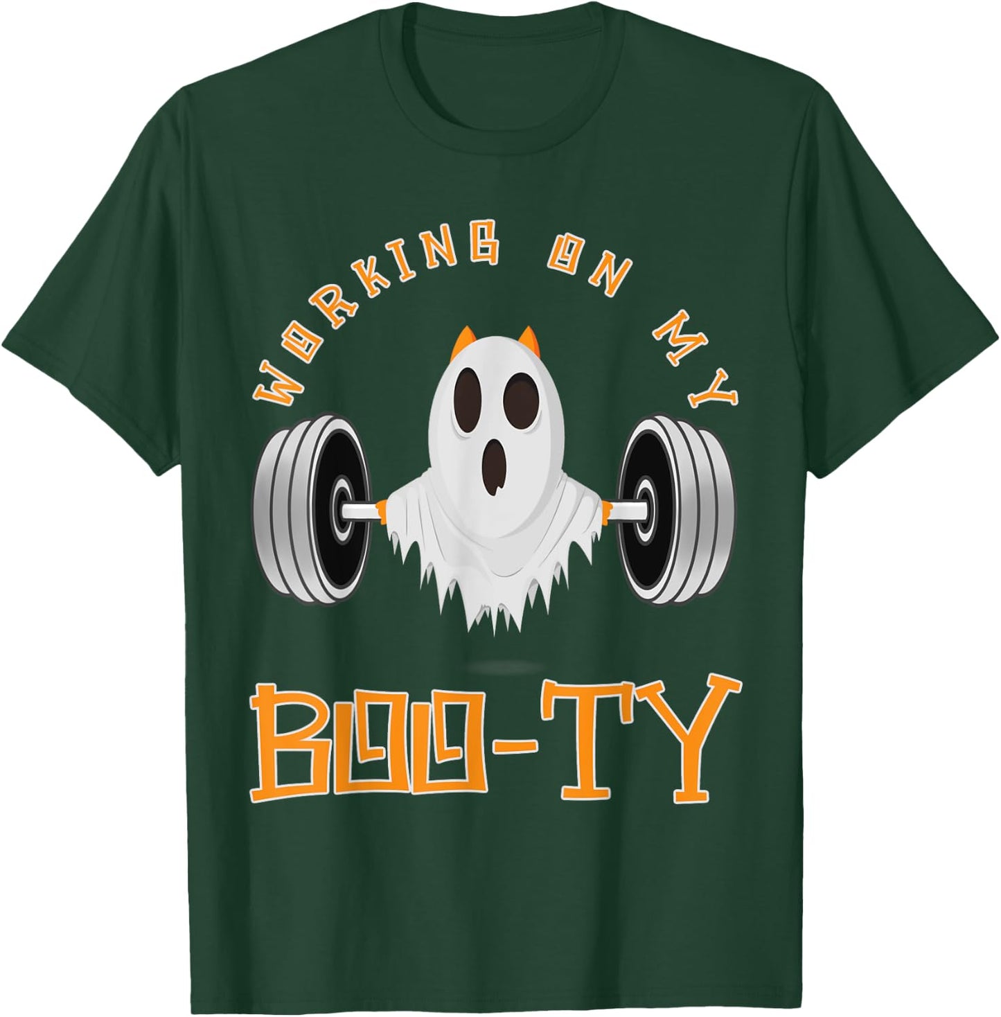 Funny Halloween Workout Gym Working On My Boo-Ty Men Women T-Shirt - T-Shirt | Forest