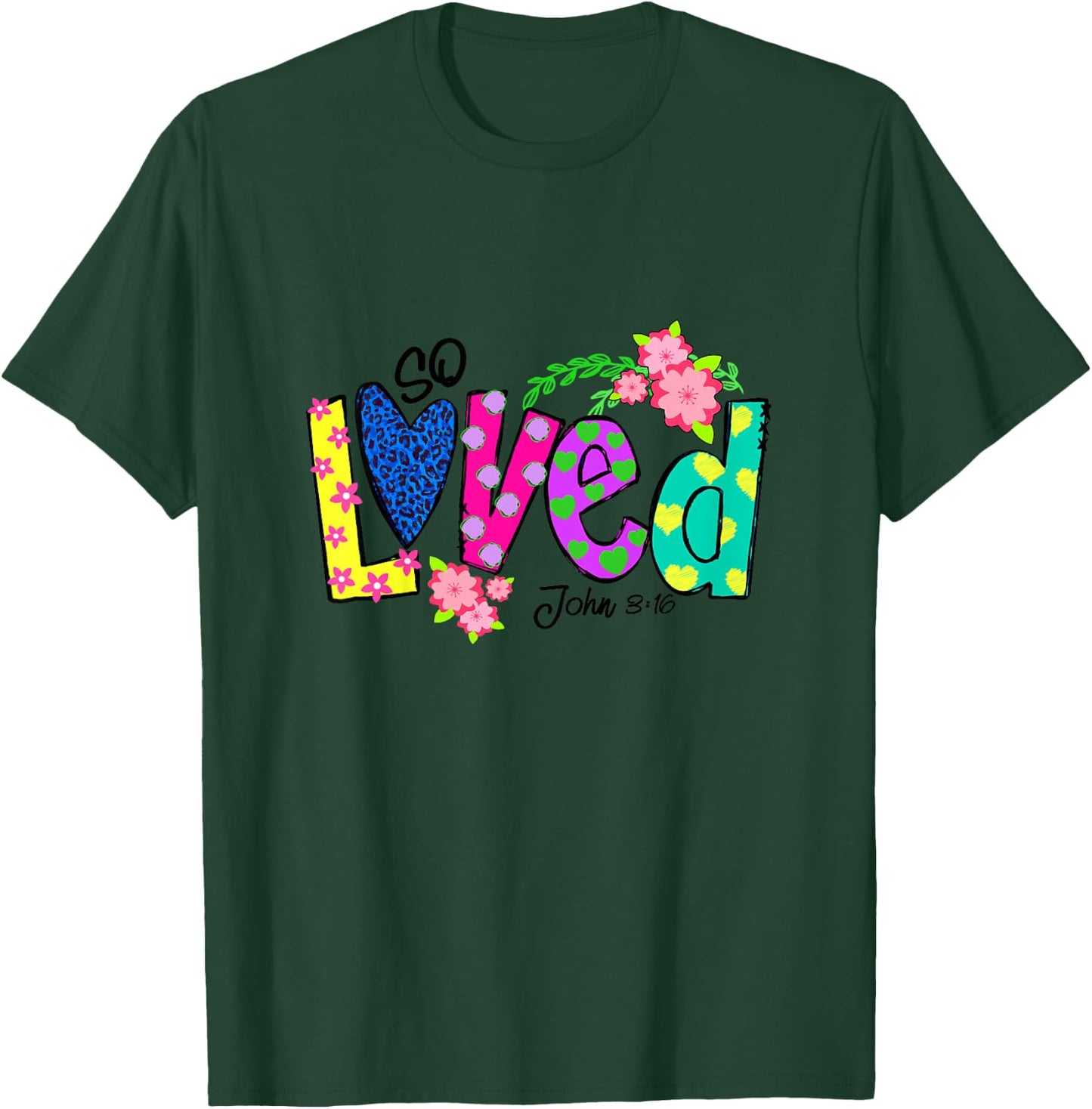 Loved Floral Polka Dots Easter Day Gift Christian Girl Boy T-Shirt - T-Shirt | Forest