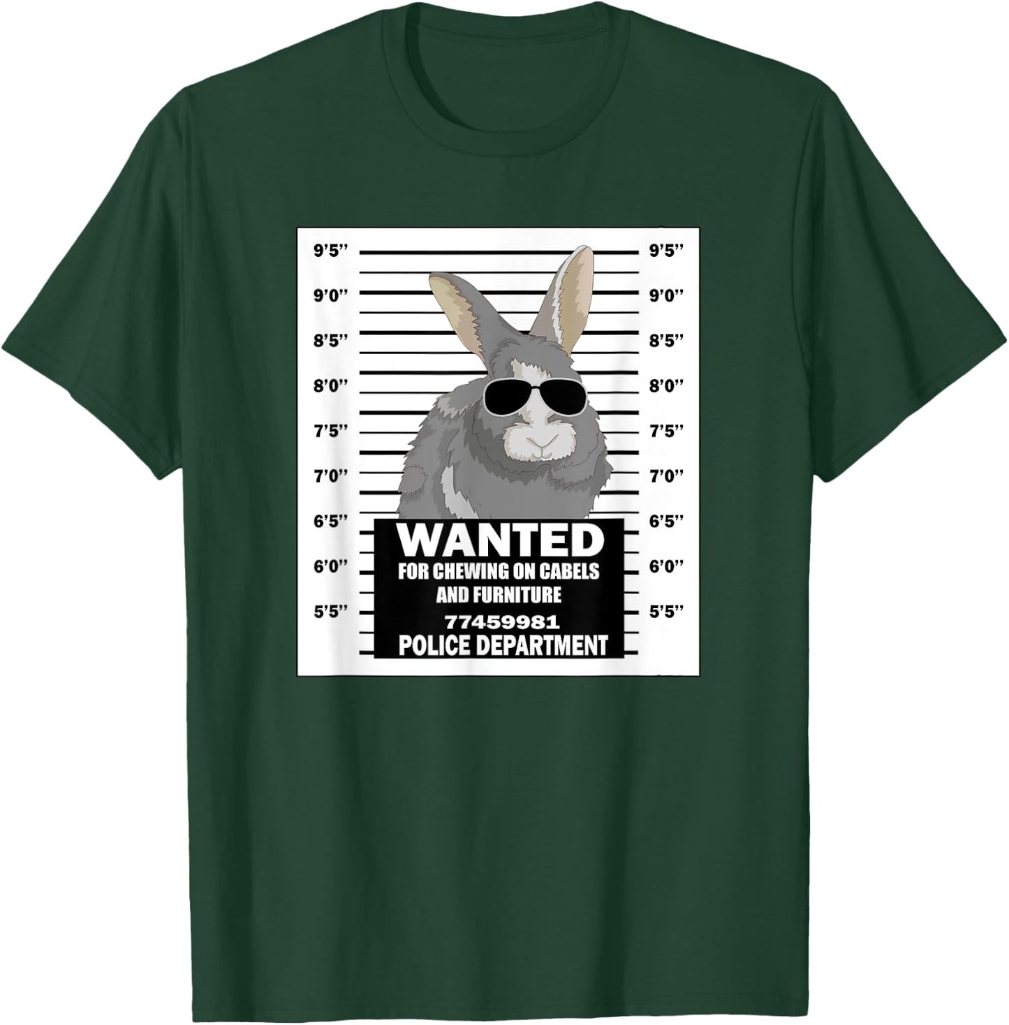 Bunny Rabbit Mugshot Funny T-Shirt - T-Shirt | Forest