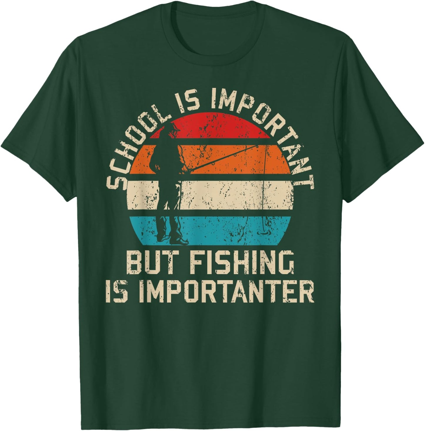School Is Important But Fishing Is Importanter Youth Kids T-Shirt - T-Shirt | Forest