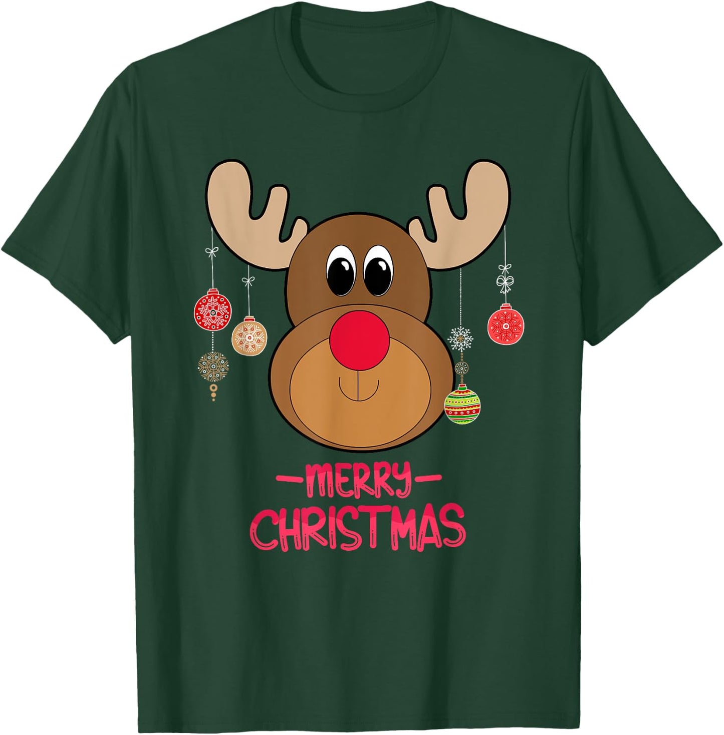 Rudolph Red Nose Reindeer Cute Santa Christmas T-Shirt - T-Shirt | Forest