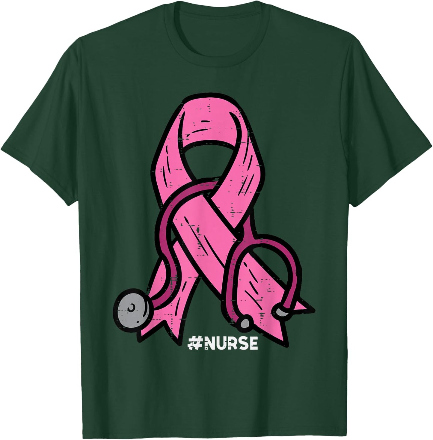 Breast Cancer Awareness Ribbon Nurse Scrub Top Women Men T-Shirt - T-Shirt | Forest
