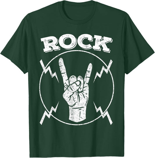 Cool Vintage Rock N Roll Hand Gift | Funny Musicians Symbol T-Shirt - T-Shirt | Forest