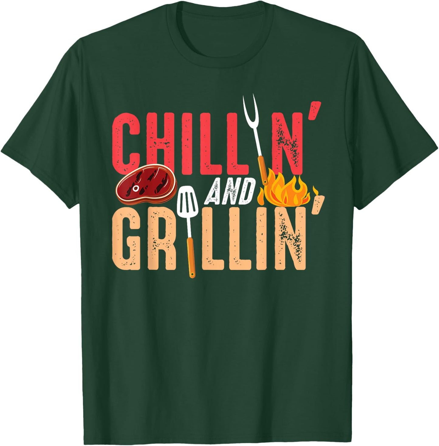 Chillin And Grillin Barbecue Party T-Shirt - T-Shirt | Forest