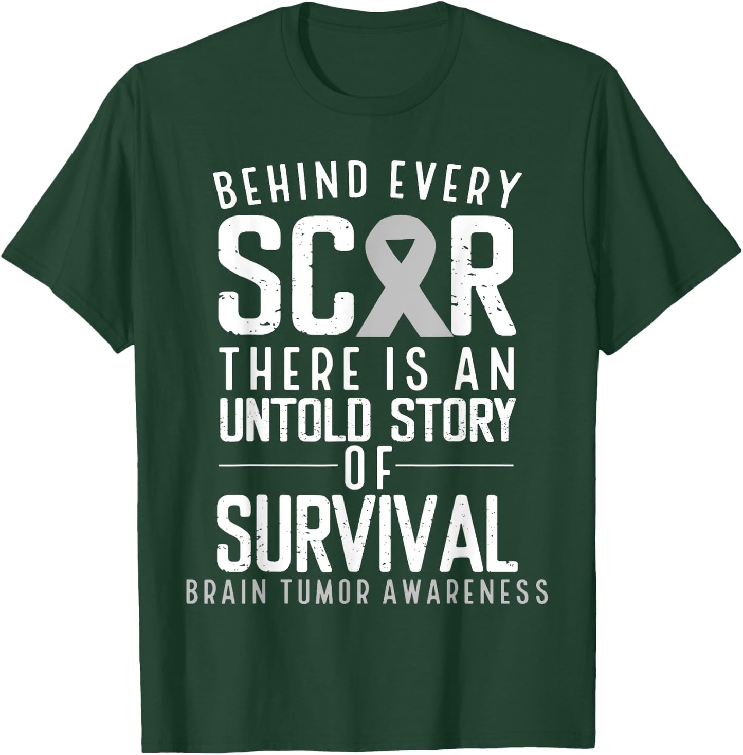 Glioblastoma Multirome Warrior Month Day Survivor Brain Cancer Awareness Survivor Grey Ribbon Brain Tumor T-Shirt - T-Shirt | Forest