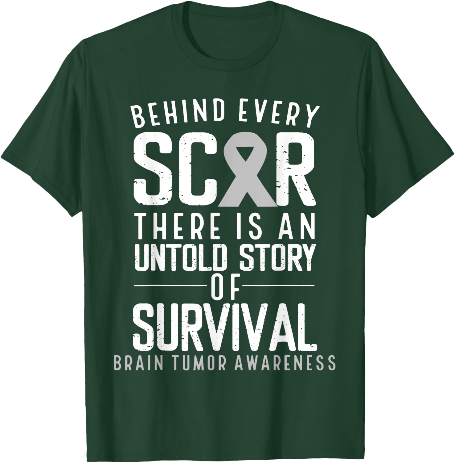 Glioblastoma Multirome Warrior Month Day Survivor Brain Cancer Awareness Survivor Grey Ribbon Brain Tumor T-Shirt - T-Shirt | Forest