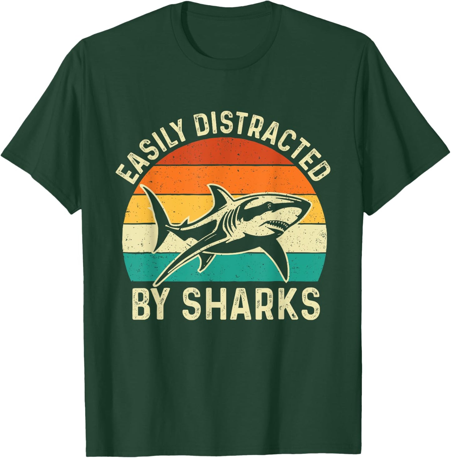 Easily Distracted By Sharks - Marine Biologist Ocean Sea T-Shirt - T-Shirt | Forest