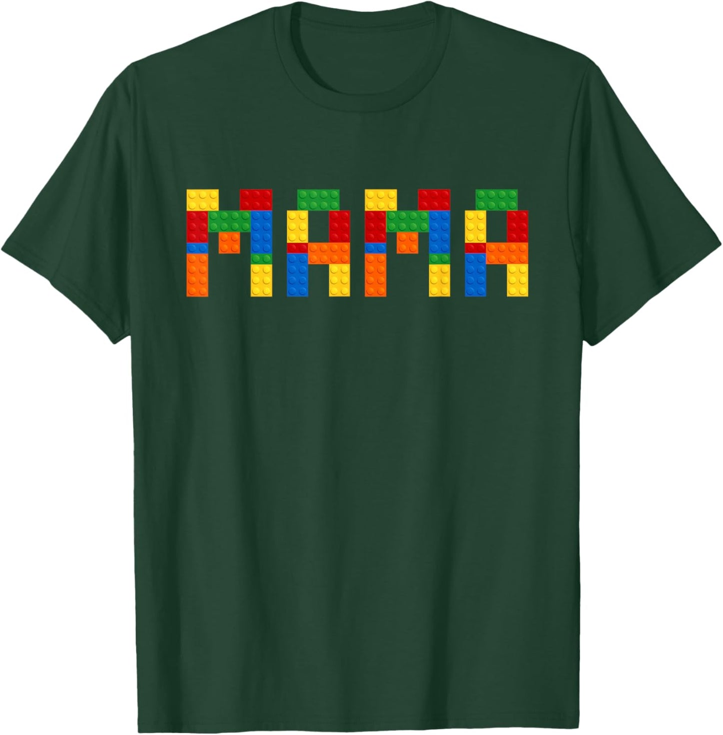 Mama Building Blocks Mom Of The Birthday Boy Bricks T-Shirt - T-Shirt | Forest