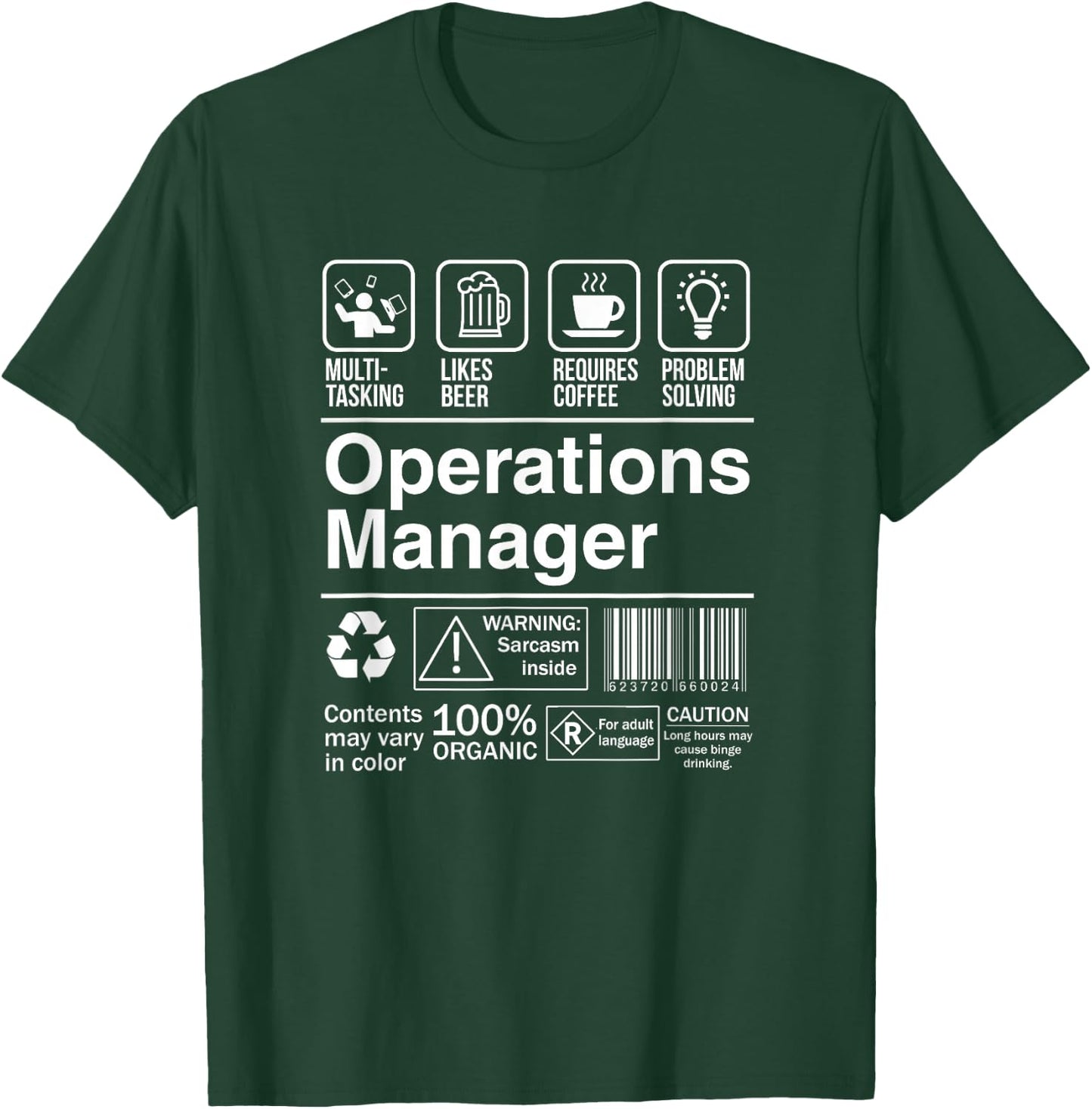 Operations Manager Product Label Funny Gift T-Shirt - T-Shirt | Forest