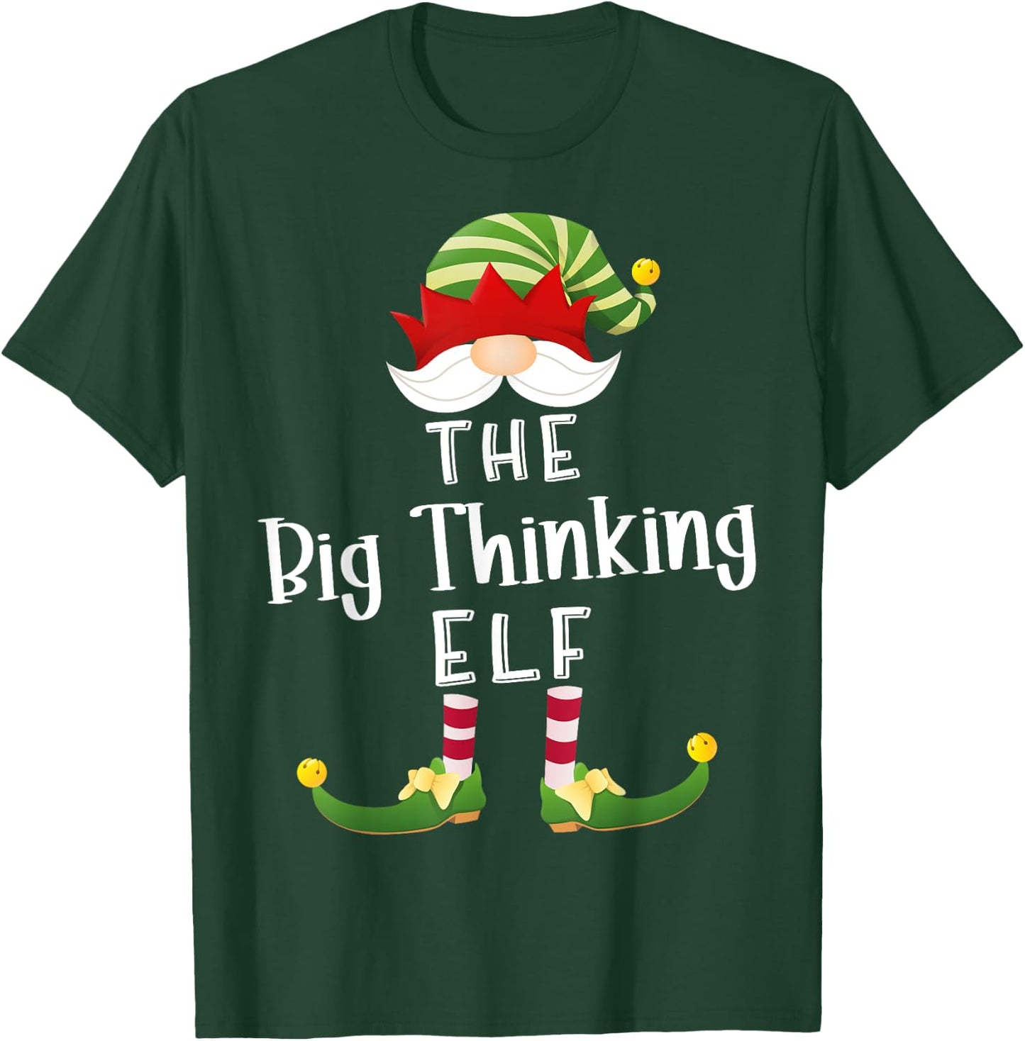Big Thinking Elf Group Christmas Funny Pajama Party T-Shirt - T-Shirt | Forest