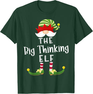 Big Thinking Elf Group Christmas Funny Pajama Party T-Shirt - T-Shirt | Forest