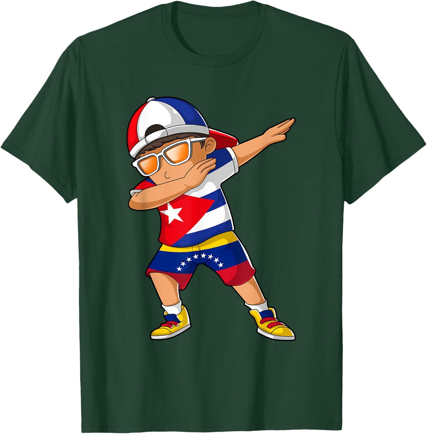 Half Cuban Half Venezuelan Boy Kid Cuba Venezuela Flag T-Shirt - T-Shirt | Forest