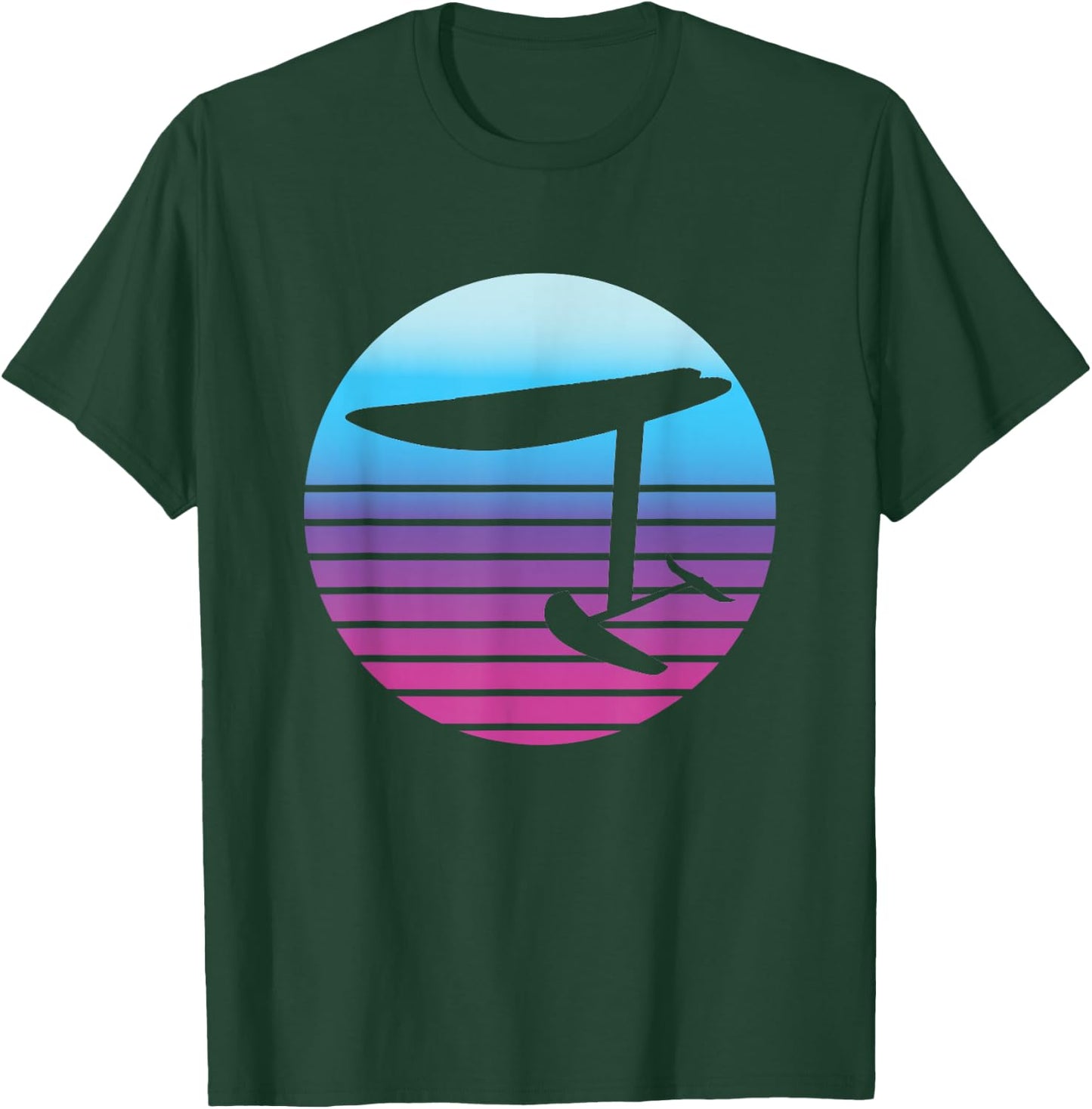 Efoil Electric Hydrofoil Retro Sunset Surf T-Shirt - T-Shirt | Forest