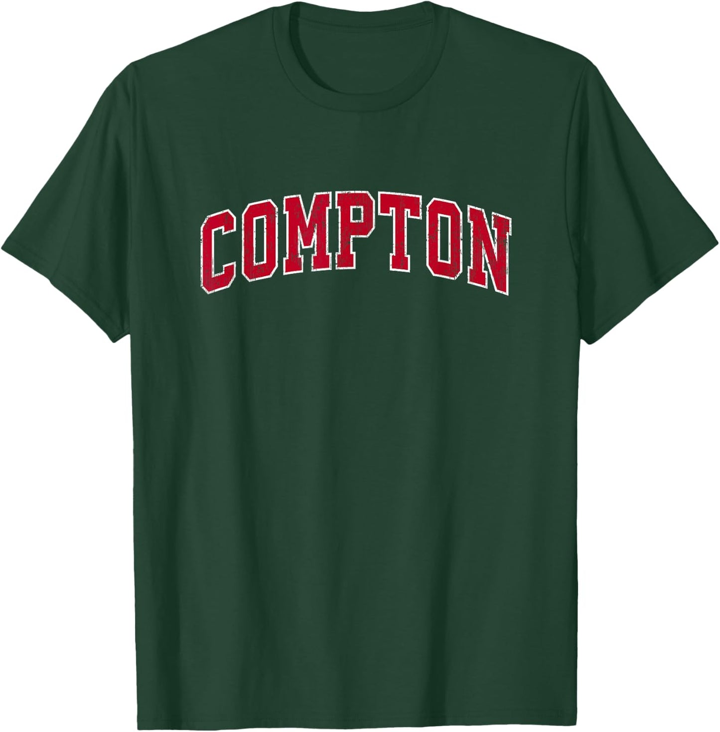 Compton California CA Vintage Sports Design Red Design T-Shirt - T-Shirt | Forest