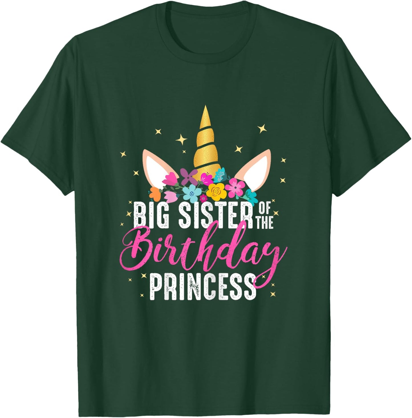 Big Sister Of The Birthday Princess Gift Unicorn Birthday T-Shirt - T-Shirt | Forest