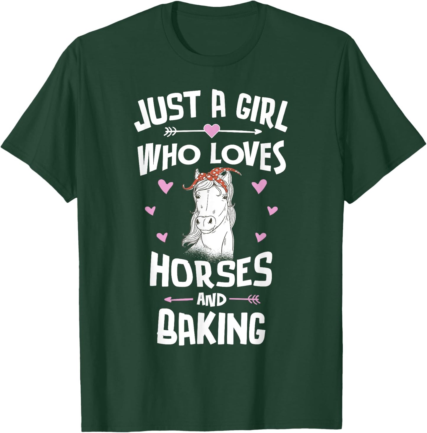 Horses And Baking Gifts for Girls Women T-Shirt - T-Shirt | Forest