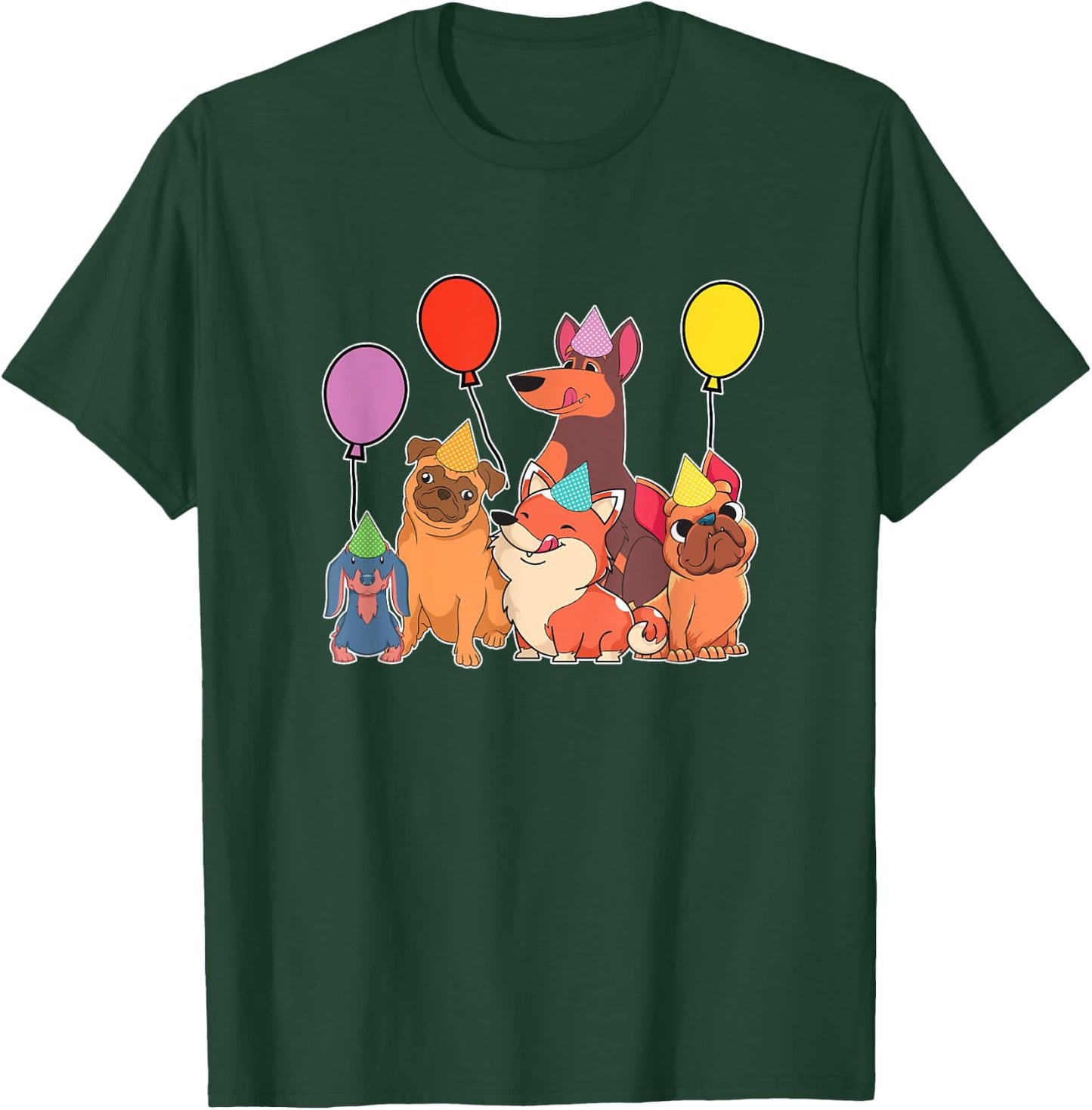 Kids Birthday Party Cute Pet Animals Dog Owner Dogs T-Shirt - T-Shirt | Forest
