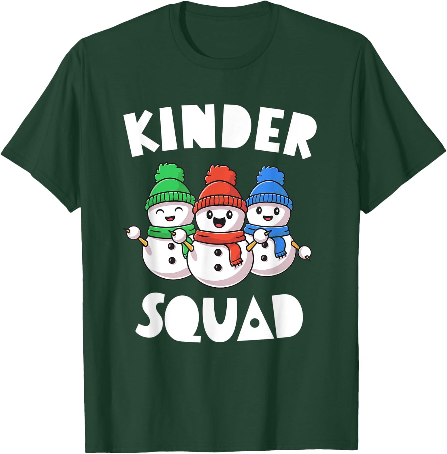 Kinder Squad Kindergarten Christmas Shirt Teacher Snowmies T-Shirt - T-Shirt | Forest