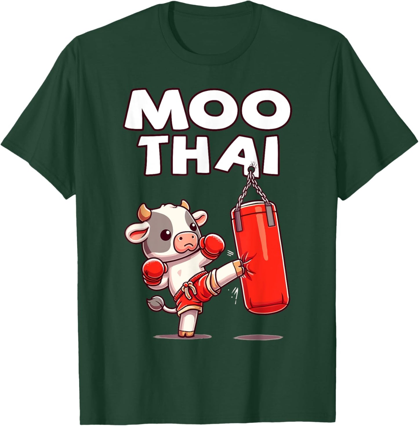 Moo Thai, Muay Thai Cow | Thai Boxing For Kids, Muay Thai T-Shirt - T-Shirt | Forest
