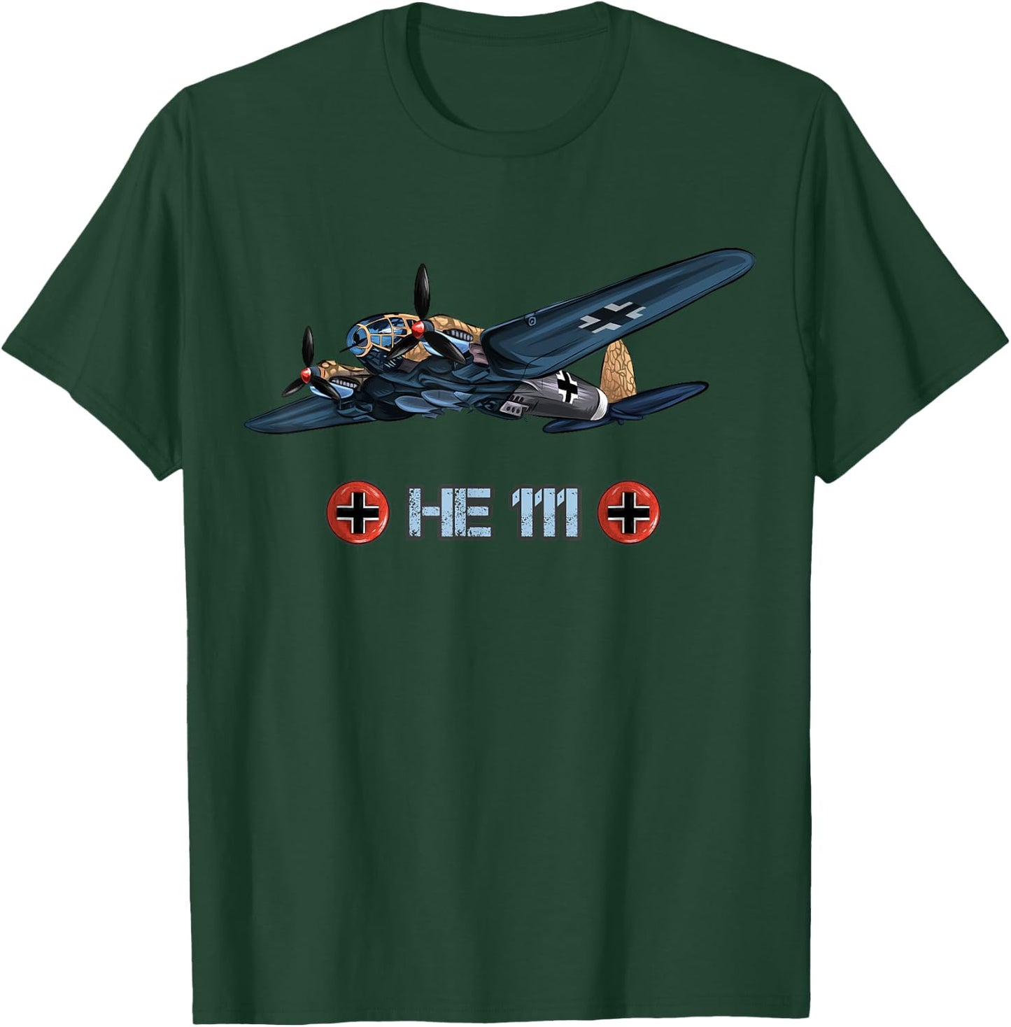 World War 2 German Bomber Heinkel HE 111 memorabilia T-Shirt - T-Shirt | Forest