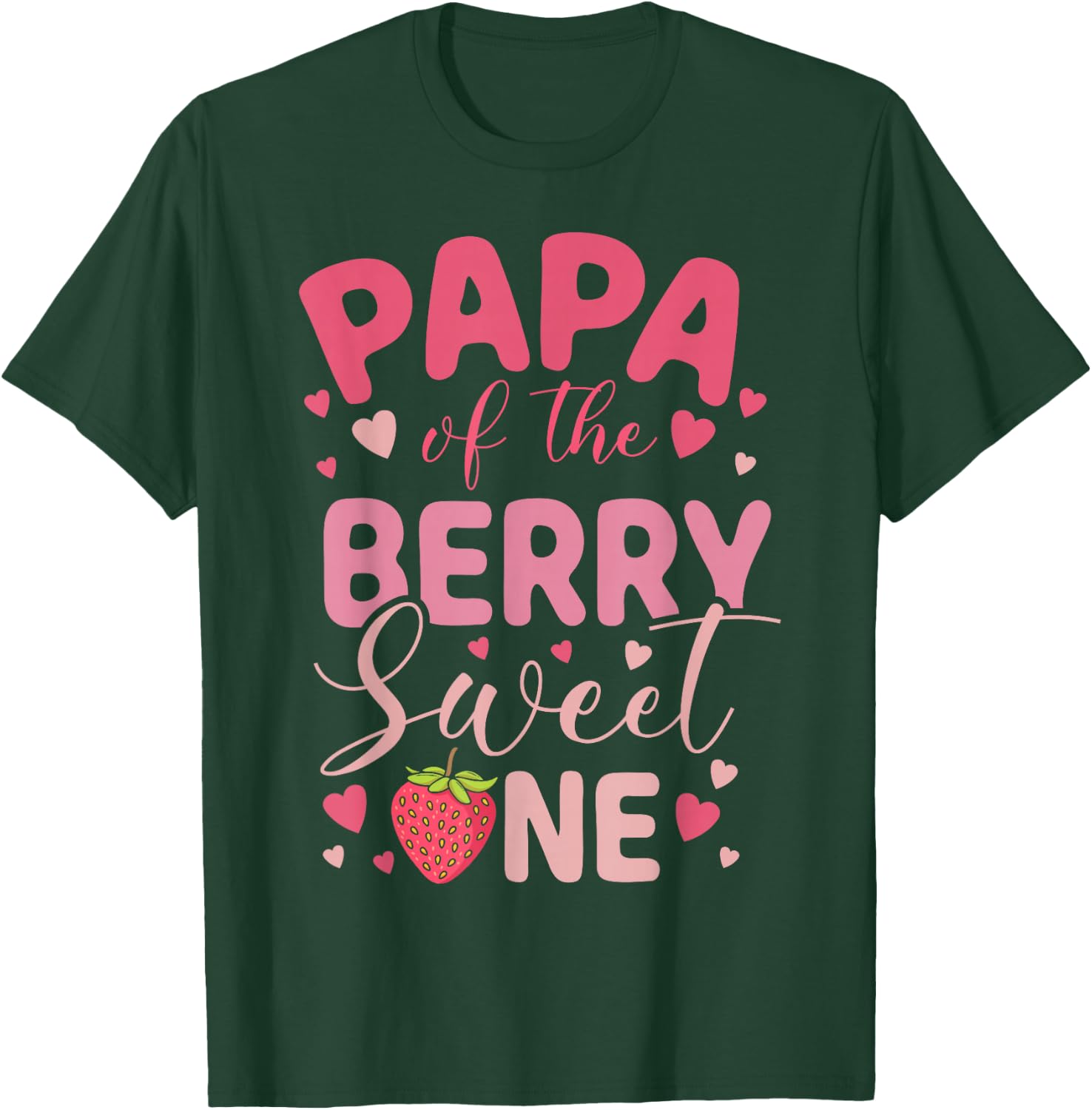 Papa Of The Berry Sweet One Strawberry First Birthday T-Shirt - T-Shirt | Forest