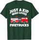Just A Kid Who Loves Firetrucks Kids Boys Toddlers Gift T-Shirt - T-Shirt | Forest
