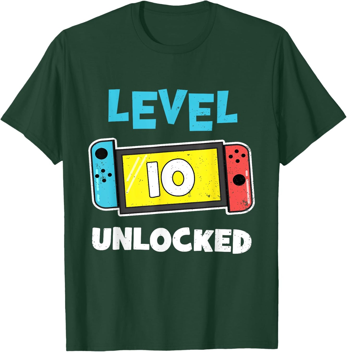 Level 10 Unlocked Gamer 10th Birthday Gift Video Game Lovers T-Shirt - T-Shirt | Forest