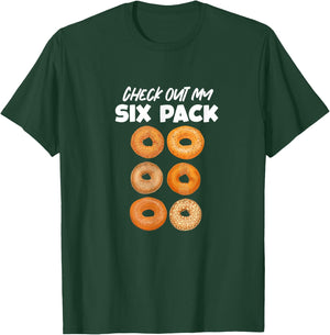 Check Out My Six Pack Bagel Funny Gym Workout Bagels T-Shirt - T-Shirt | Forest