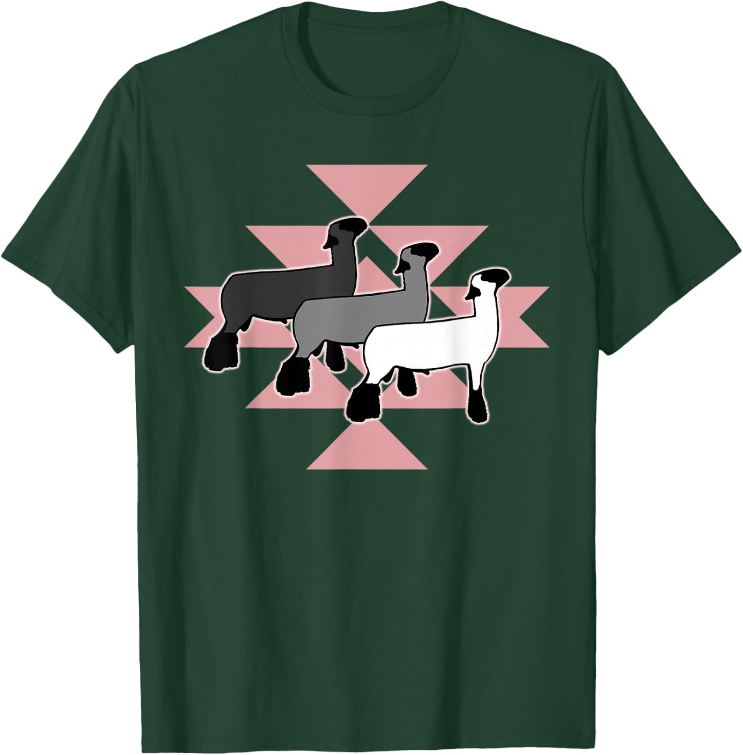 Show Club Lamb with Western Aztec-Inspired Geometric Pattern T-Shirt - T-Shirt | Forest