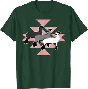 Show Club Lamb with Western Aztec-Inspired Geometric Pattern T-Shirt - T-Shirt | Forest