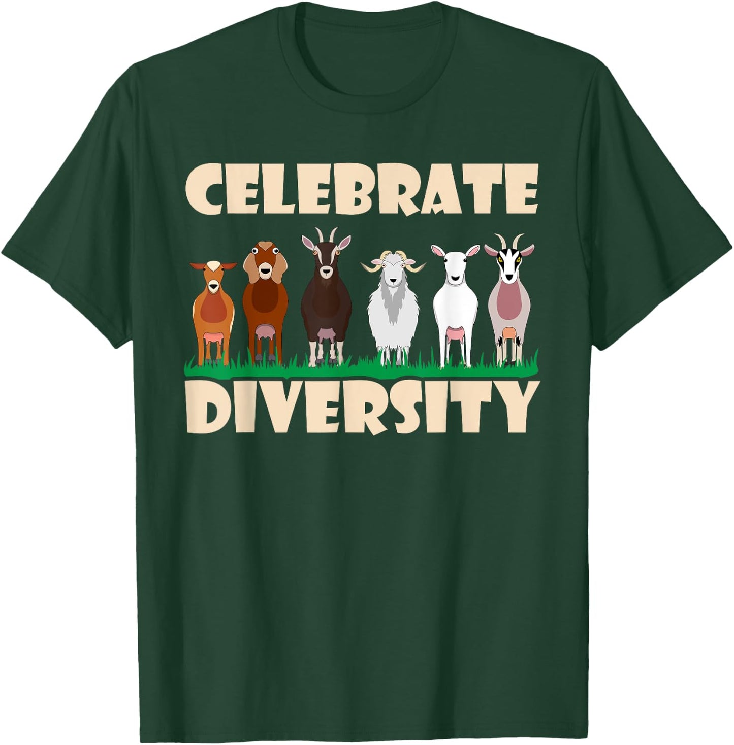 Funny Goat Gift Women Cool Celebrate Diversity Goat T-Shirt - T-Shirt | Forest