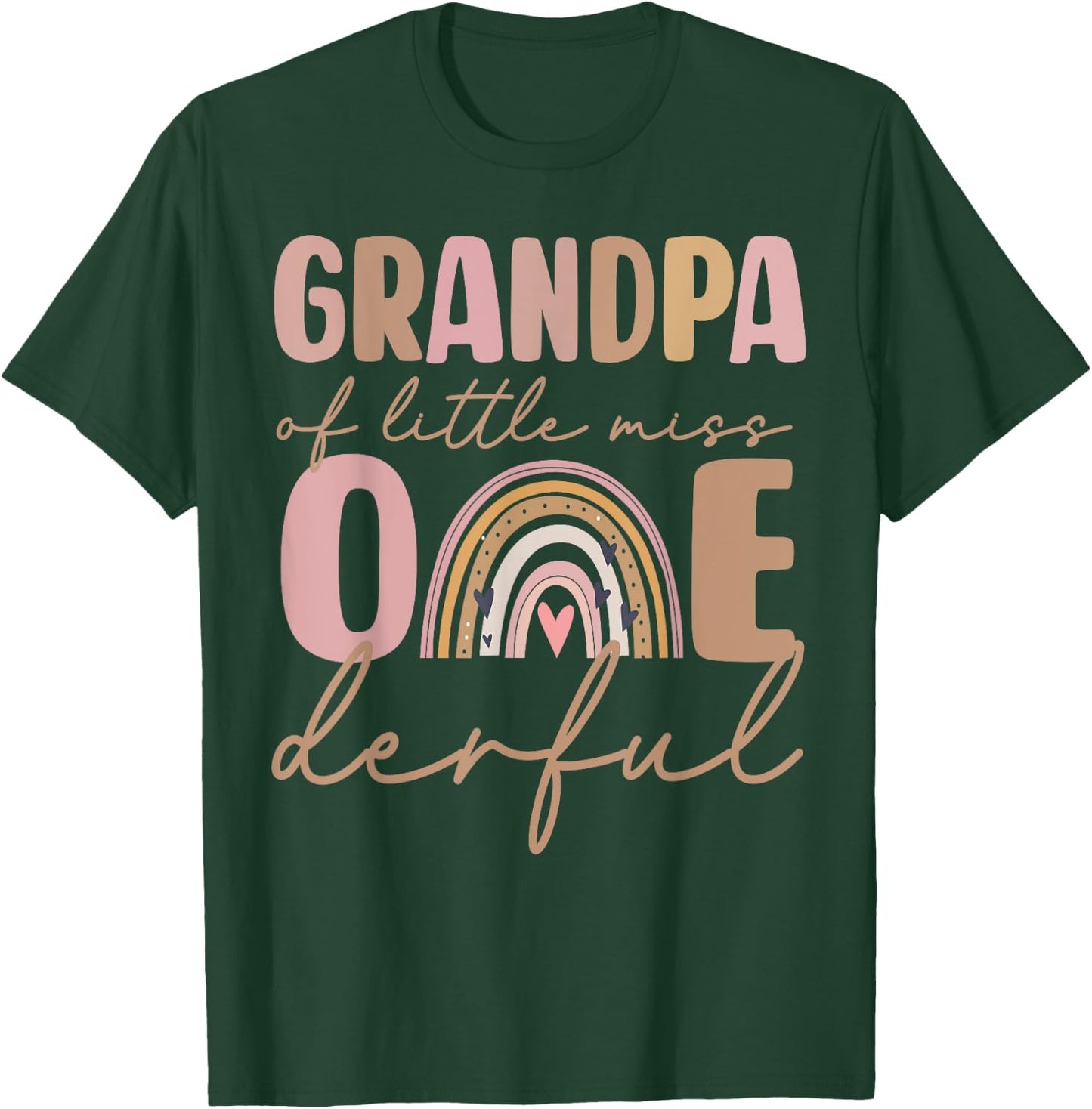 Grandpa of Little Miss Onederful First Birthday Boho Rainbow T-Shirt - T-Shirt | Forest
