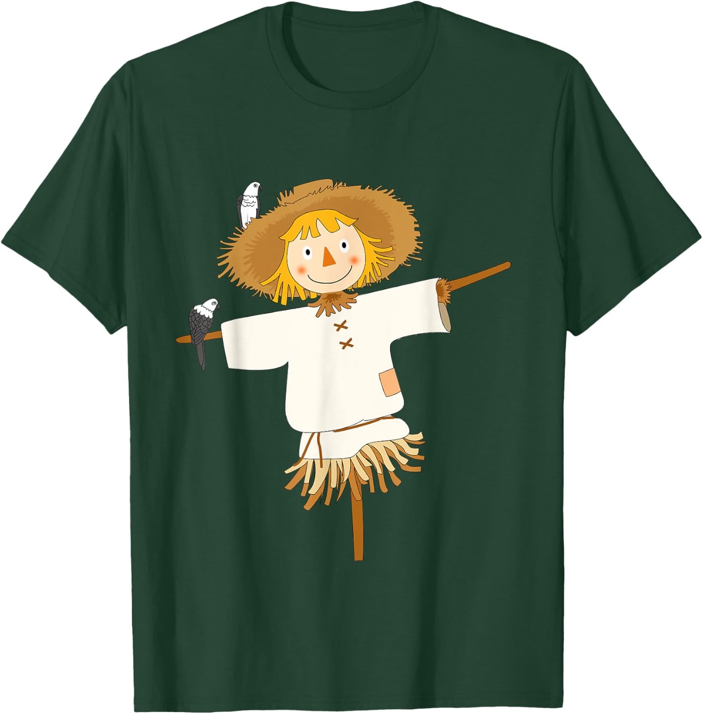 Cute Scarecrow with Birds Fall Autumn Halloween Harvest T-Shirt - T-Shirt | Forest