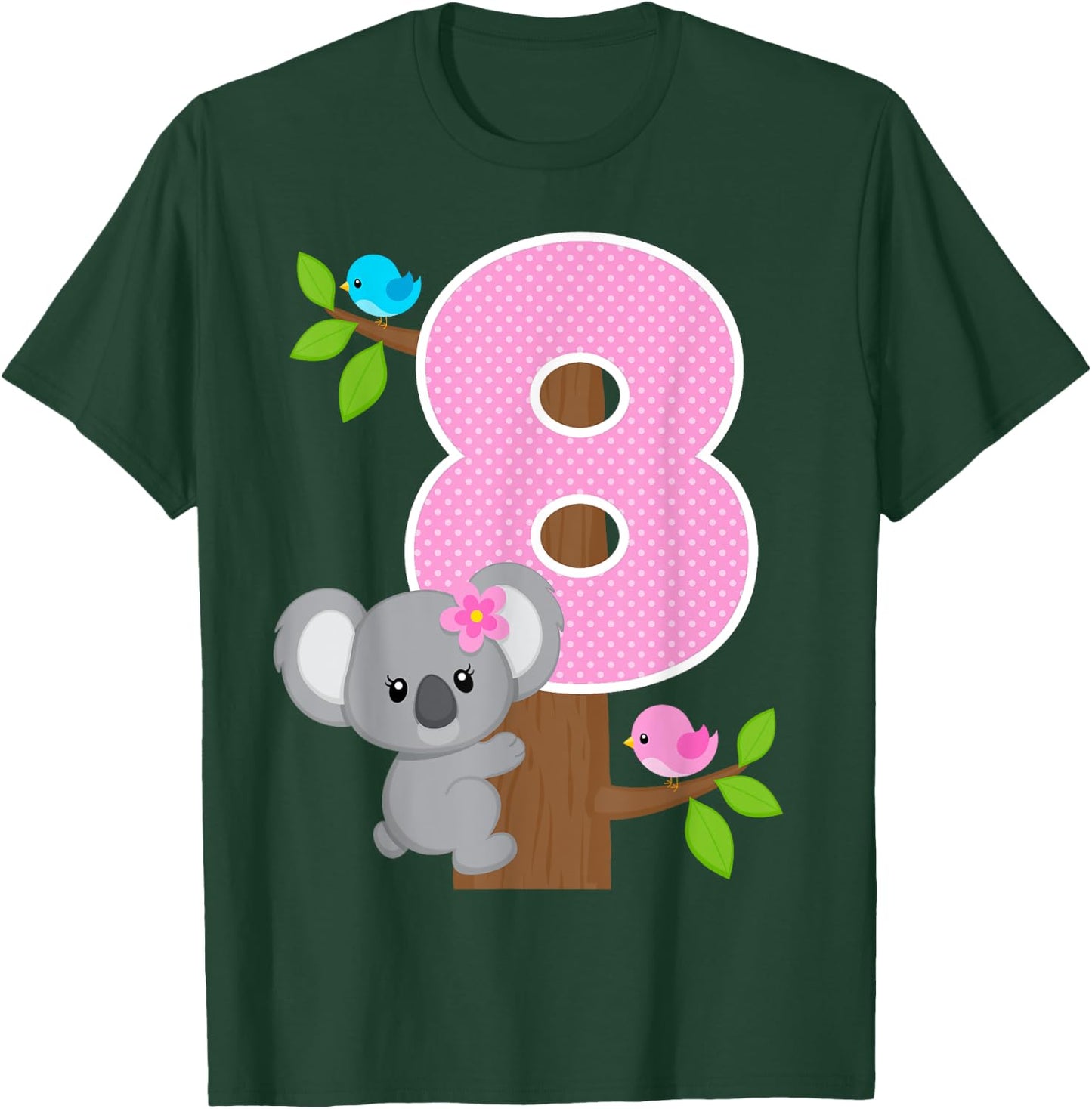 Koala Bear 8th Birthday Girl 8 Year Old Birthday Koalas Bday T-Shirt - T-Shirt | Forest