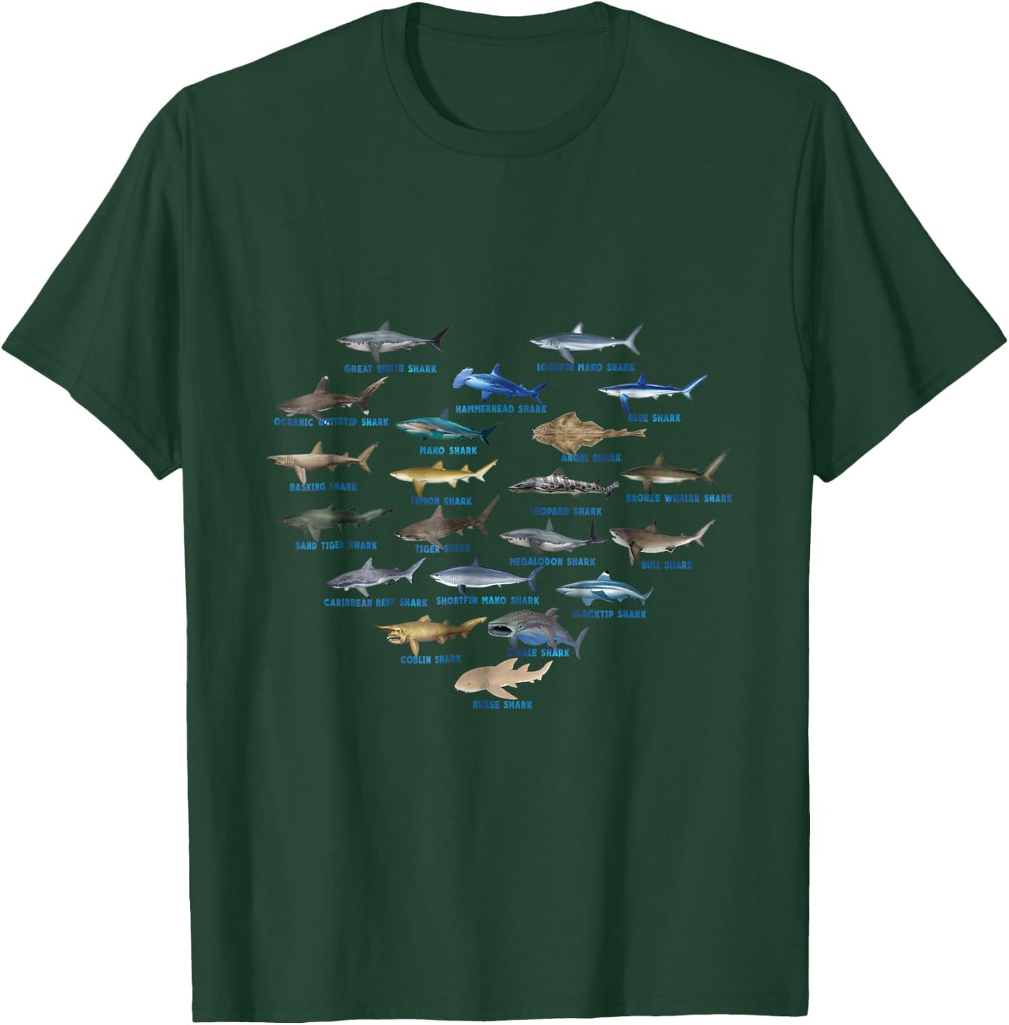 Sharks heart Ocean Animal Shark Lovers men kids T-Shirt - T-Shirt | Forest