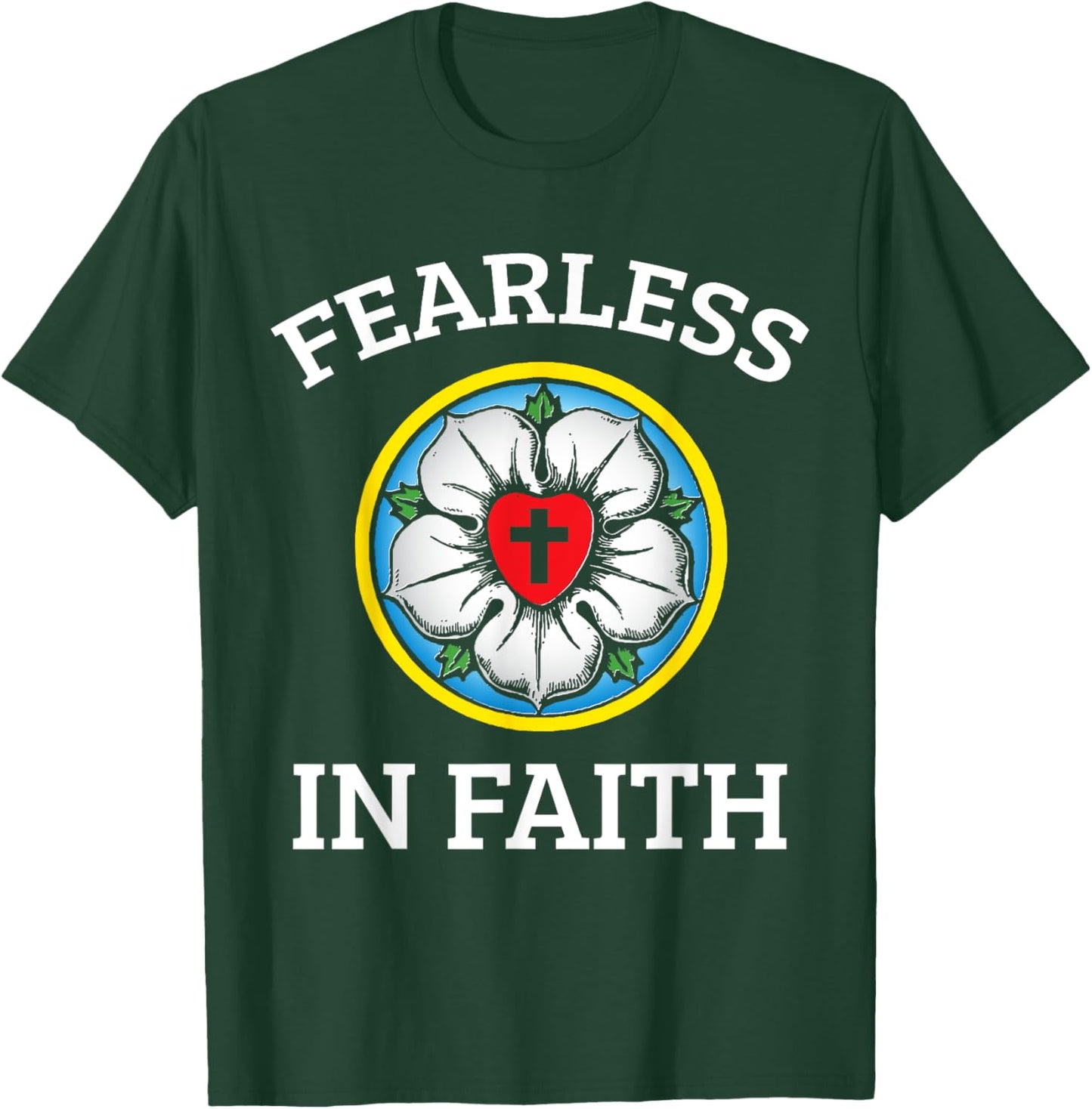 Faith Lutheran Martin Luther Rose Reformation 95 Theses T-Shirt - T-Shirt | Forest