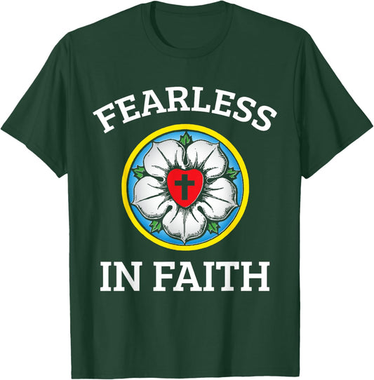 Faith Lutheran Martin Luther Rose Reformation 95 Theses T-Shirt - T-Shirt | Forest