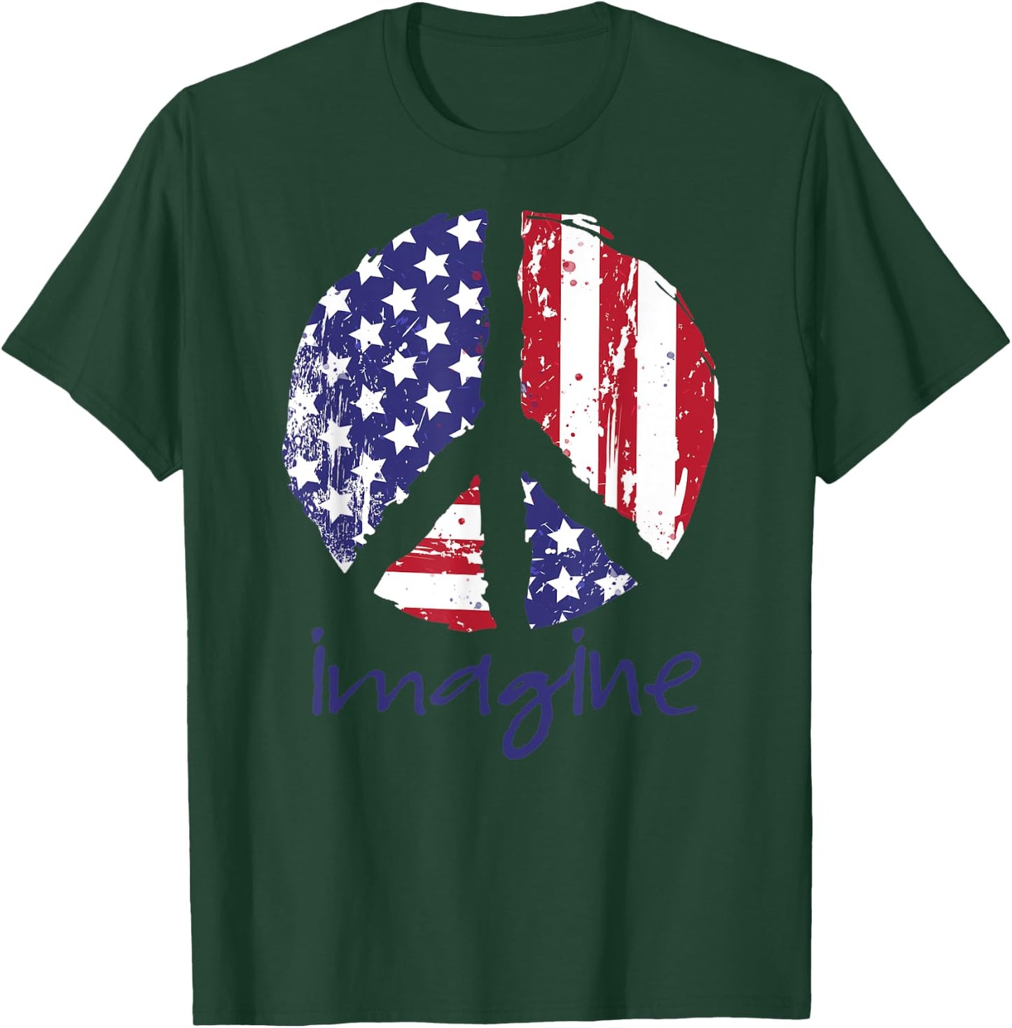 Imagine a Peaceful America American Flag Men T-Shirt - T-Shirt | Forest